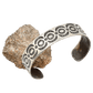 Old Navajo Silver Bracelet With Repeating Crescent and Eye Stamp Work - Turquoise & Tufa