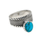 Pat Bedonie Ring of File and Chisel Silver and Turquoise - Turquoise & Tufa