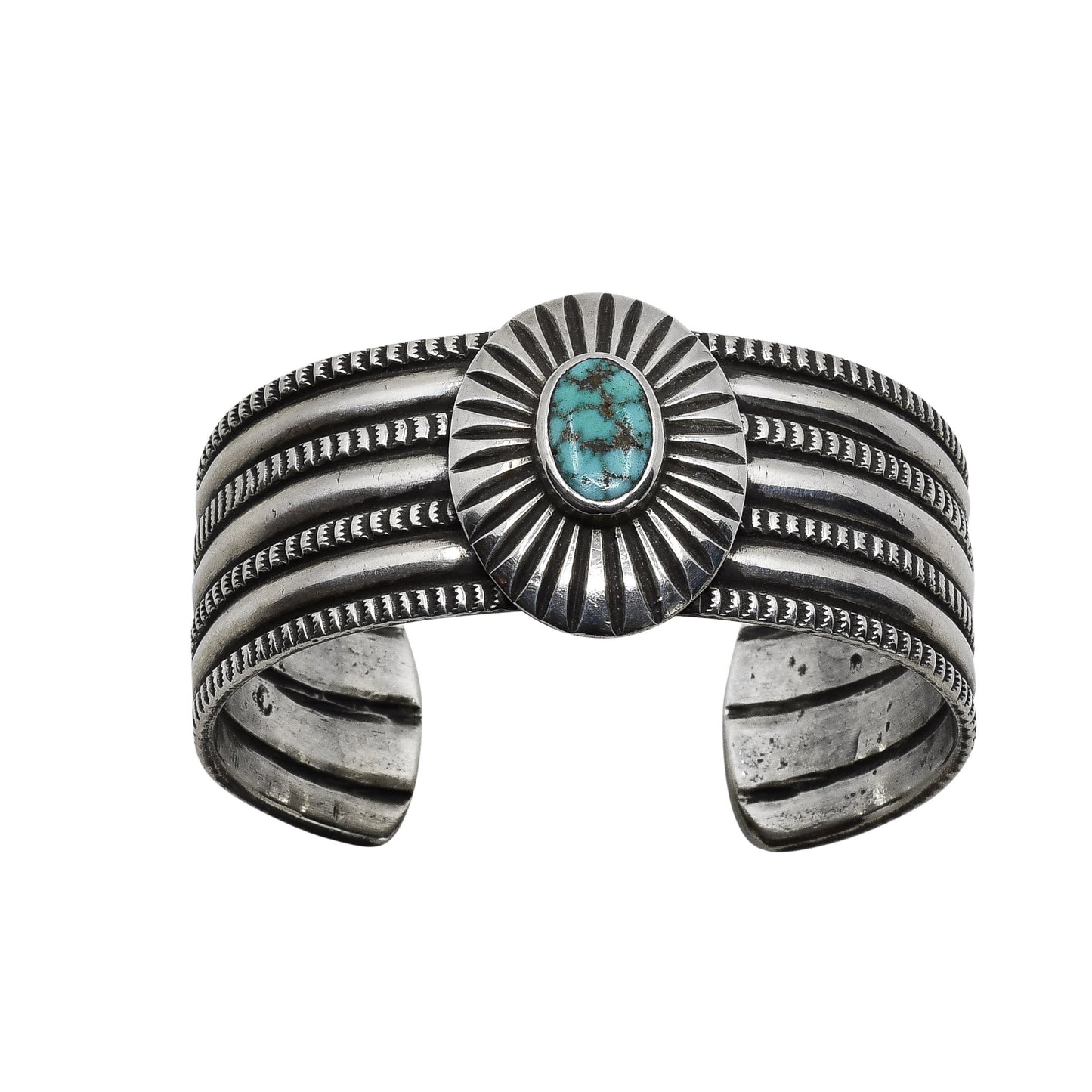 Perry Shorty Bracelet of Turquoise and Coin Silver - Turquoise & Tufa