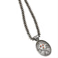 Philander Begay Necklace with Dual Sided Pendant of Mudhead and Pueblo Scene - Turquoise & Tufa