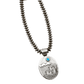 Philander Begay Necklace with Dual Sided Pendant of Mudhead and Pueblo Scene - Turquoise & Tufa