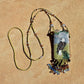 Pictorial Hand Beaded Medicine Pouch Necklace Turtle and Eagle - Turquoise & Tufa