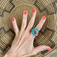 Richard Begay Ring of Turquoise Inlay - Turquoise & Tufa
