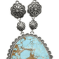 Statement Necklace of Turquoise and Silver By Navajo Andy Cadman - Turquoise & Tufa