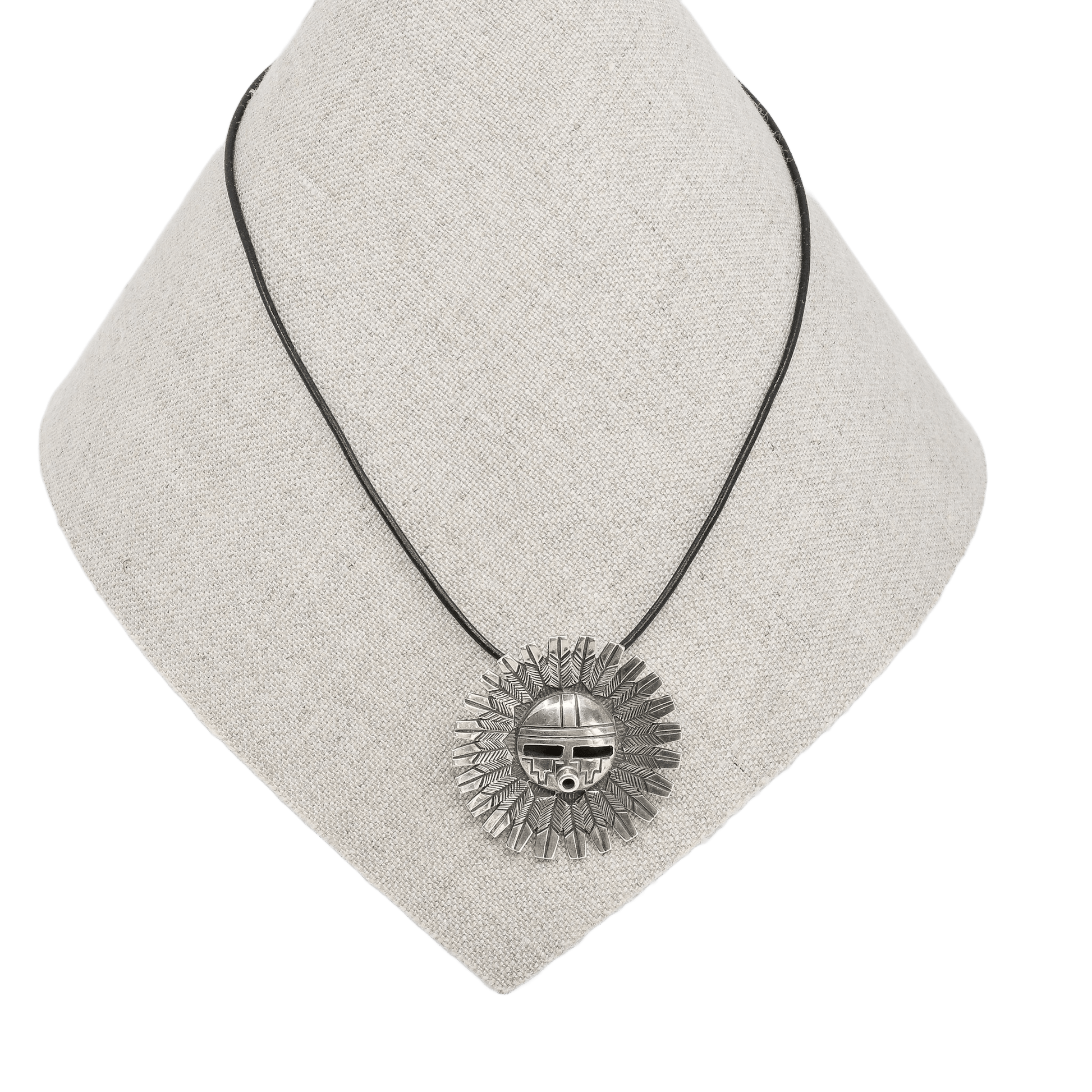 Sterling Silver Sunface Pin or Pendant - Turquoise & Tufa