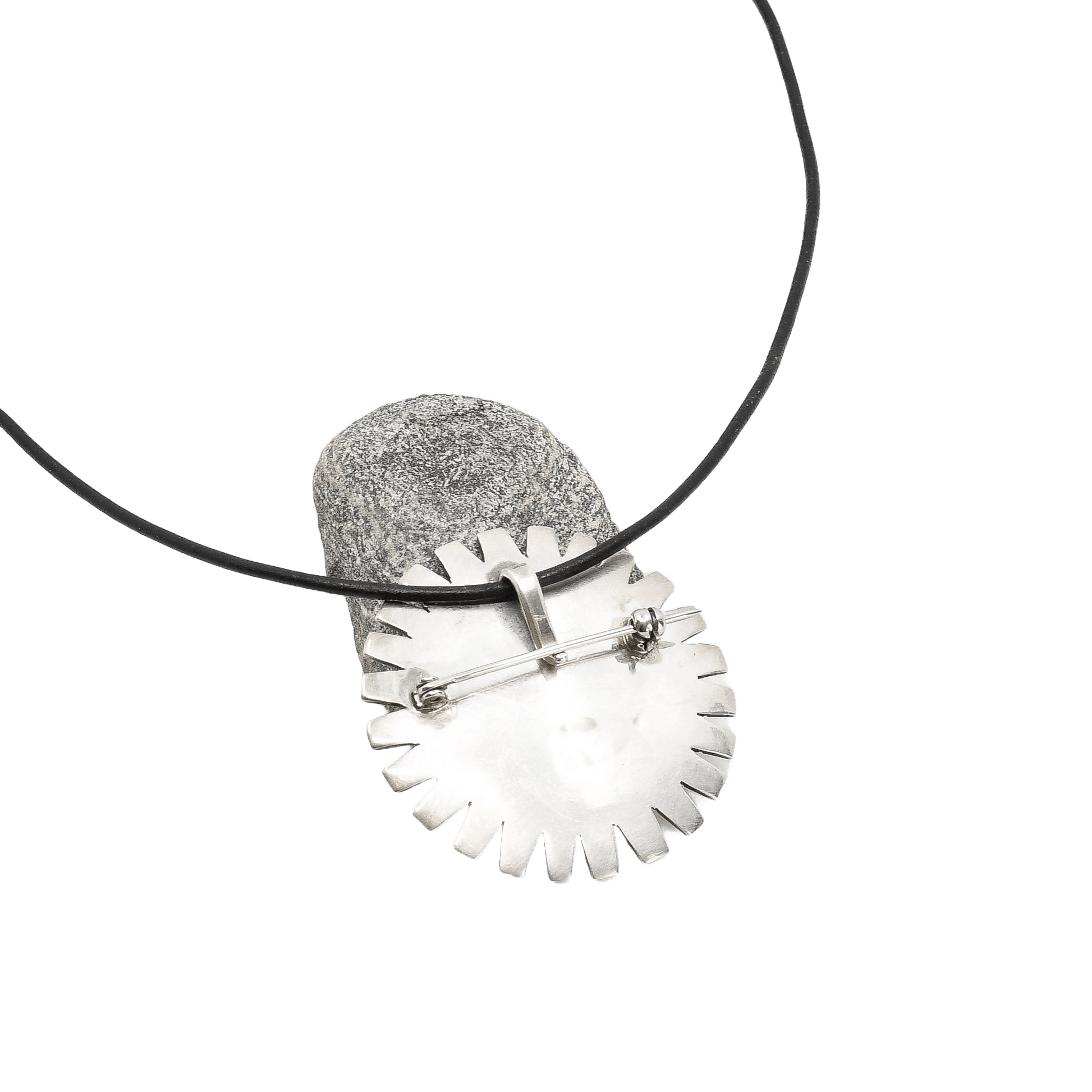 Sterling Silver Sunface Pin or Pendant - Turquoise & Tufa
