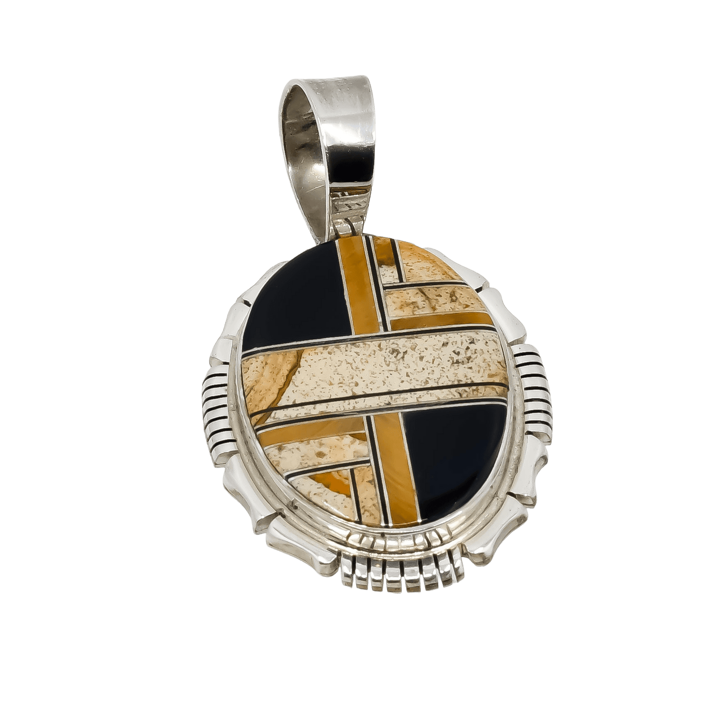 Thomas Francisco Pendant of Jasper and Tiger Eye Inlay - Turquoise & Tufa