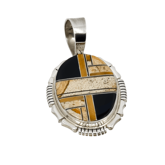 Thomas Francisco Pendant of Jasper and Tiger Eye Inlay - Turquoise & Tufa