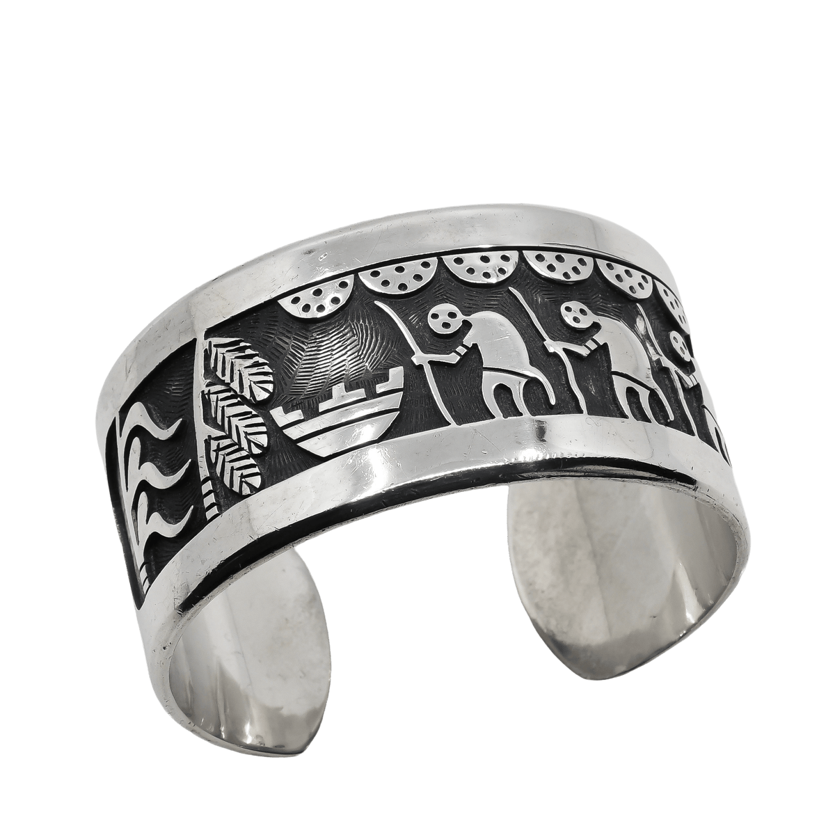 Vintage Beauford Dawahoya Hopi Silver Overlay Bracelet - Turquoise & Tufa