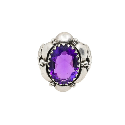 Vintage Clem Nalwood Ring of Silver and Amethyst - Turquoise & Tufa