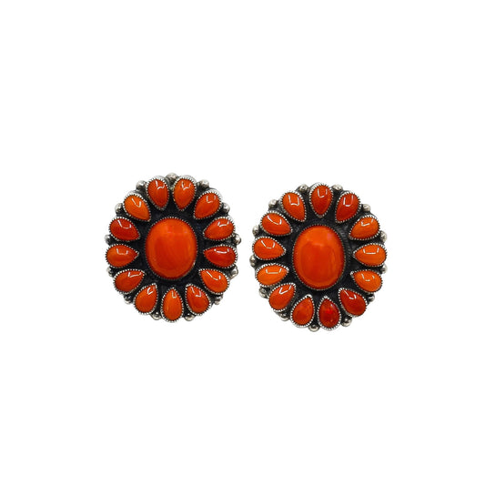 Vintage Coral Cluster Earrings by Coral Feeney - Turquoise & Tufa