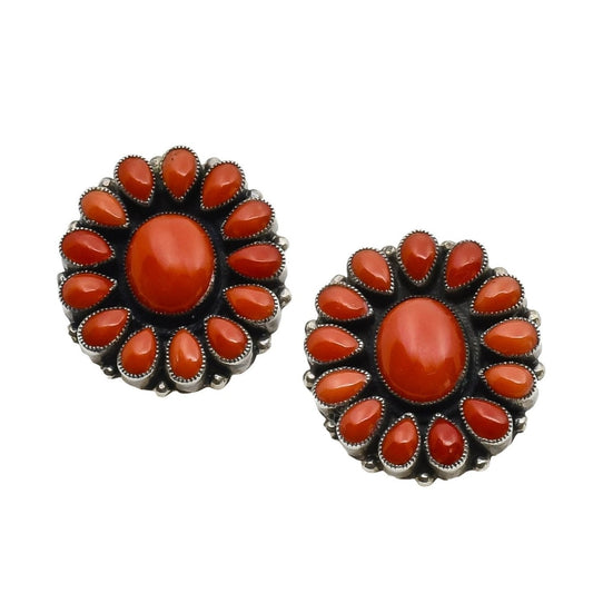 Vintage Coral Cluster Earrings by Coral Feeney - Turquoise & Tufa