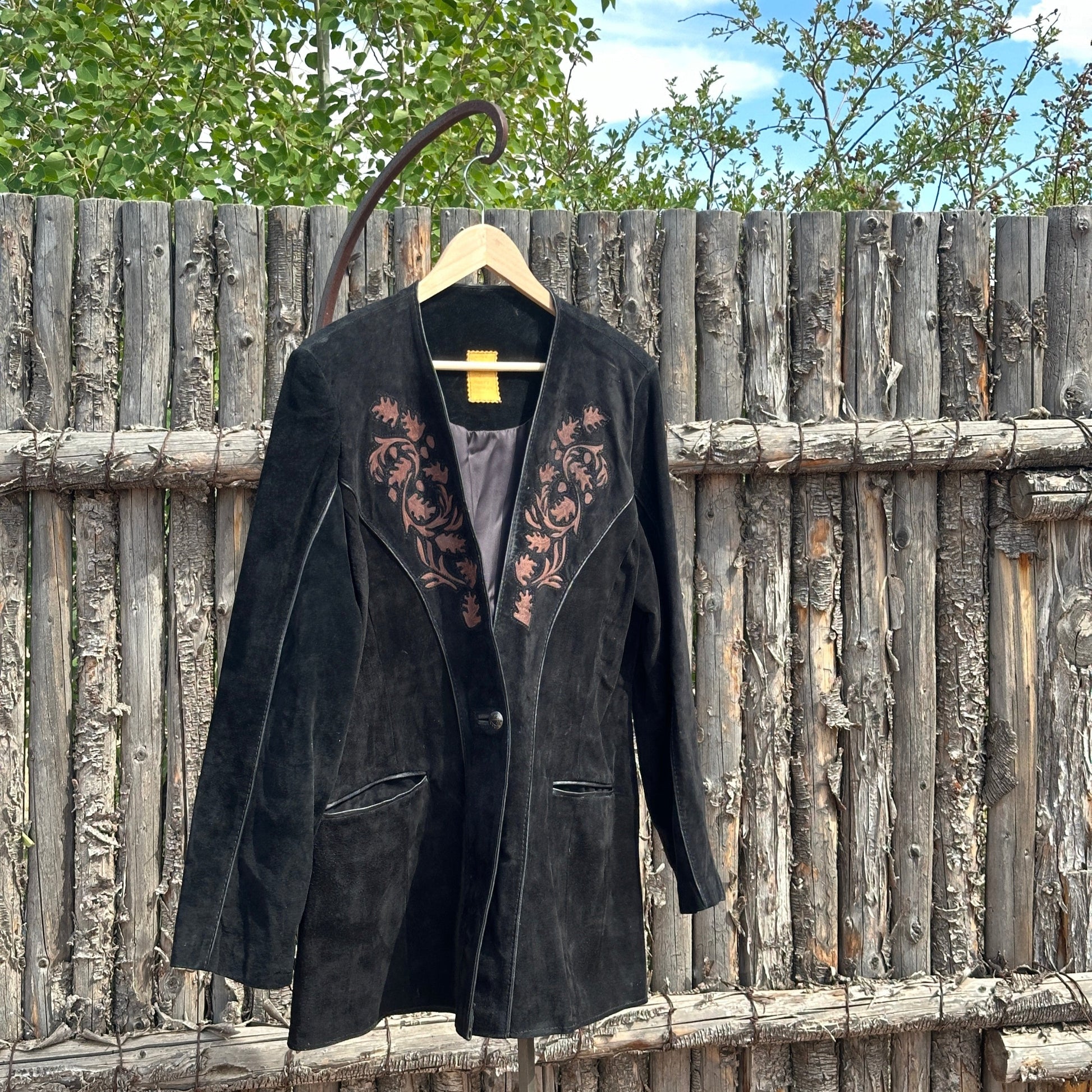 Vintage Custom Handmade Western Leather Jacket By Karen Bonnie - Turquoise & Tufa