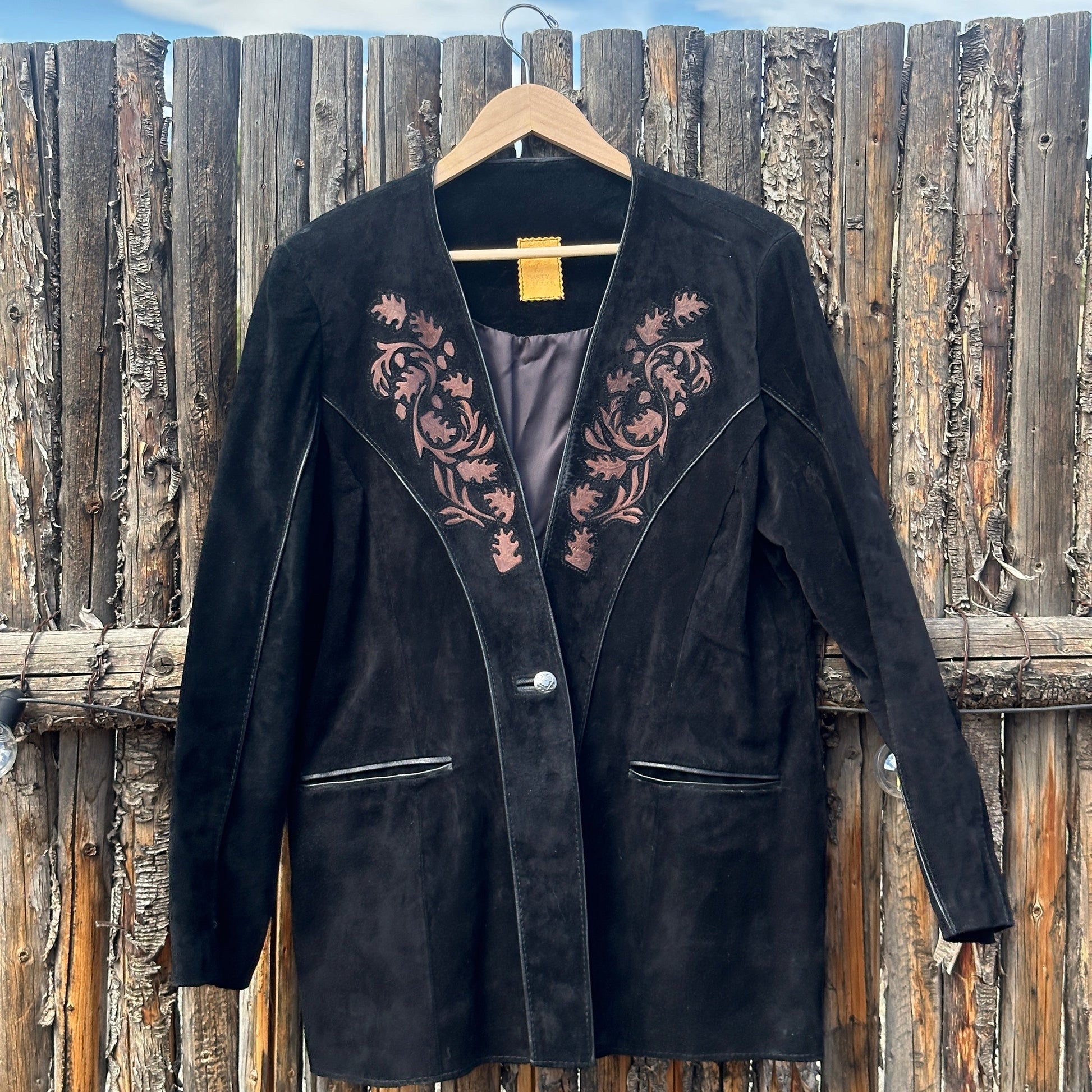 Vintage Custom Handmade Western Leather Jacket By Karen Bonnie - Turquoise & Tufa