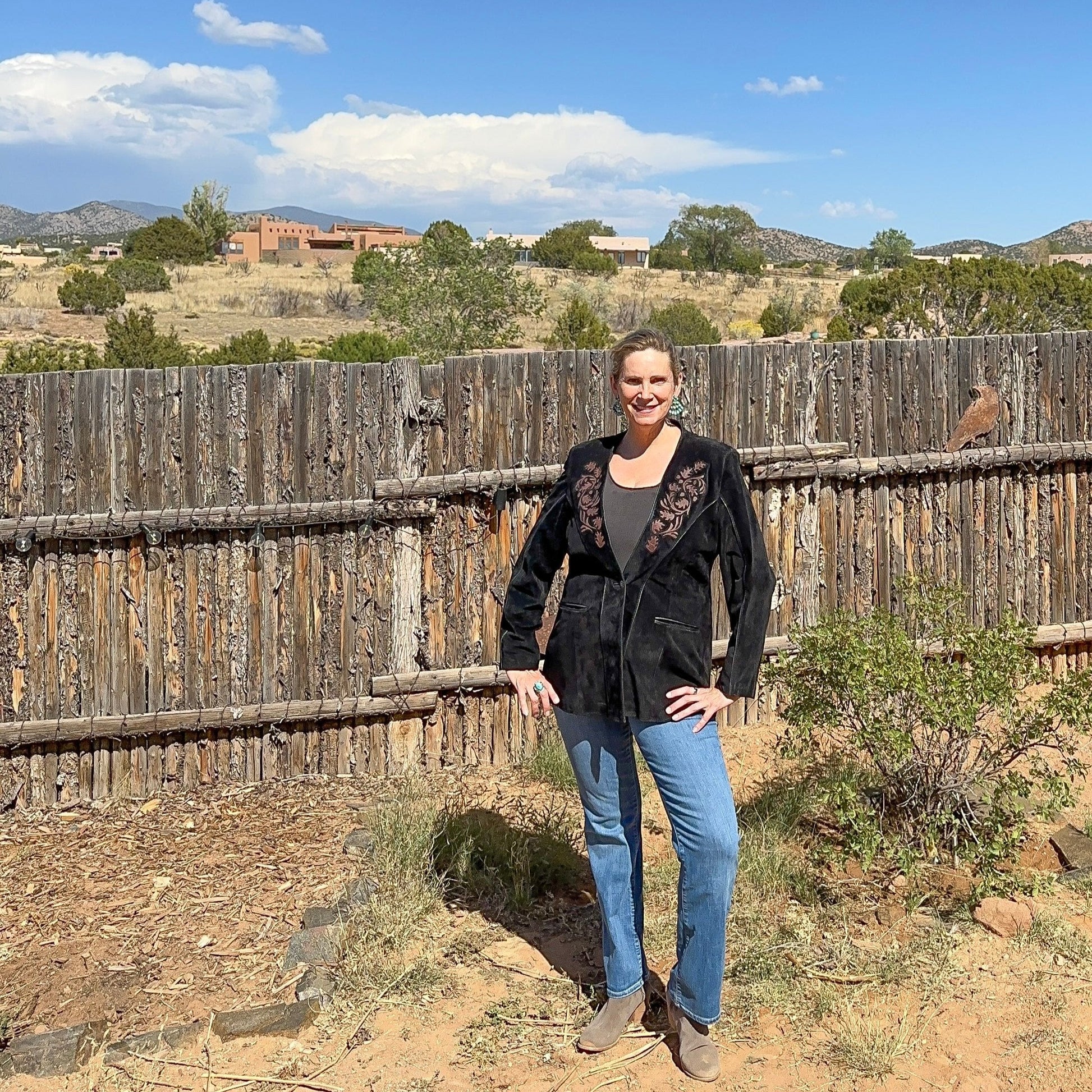 Vintage Custom Handmade Western Leather Jacket By Karen Bonnie - Turquoise & Tufa