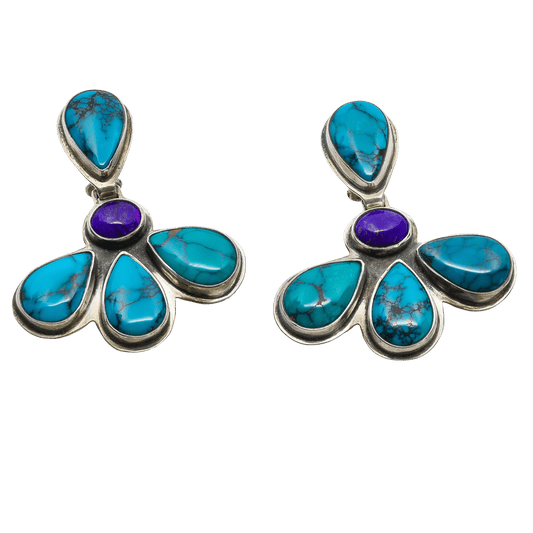 Vintage Dangle Earrings of Turquoise By Helen Chantler - Turquoise & Tufa