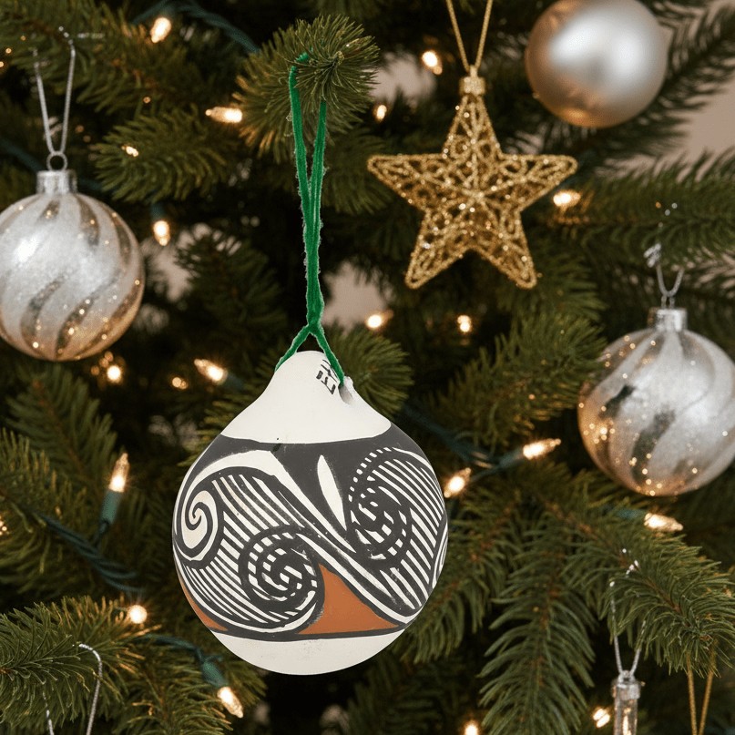 Vintage Ethel Shields of Acoma Pottery Ornament - Turquoise & Tufa