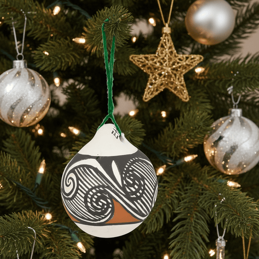 Vintage Ethel Shields of Acoma Pottery Ornament - Turquoise & Tufa