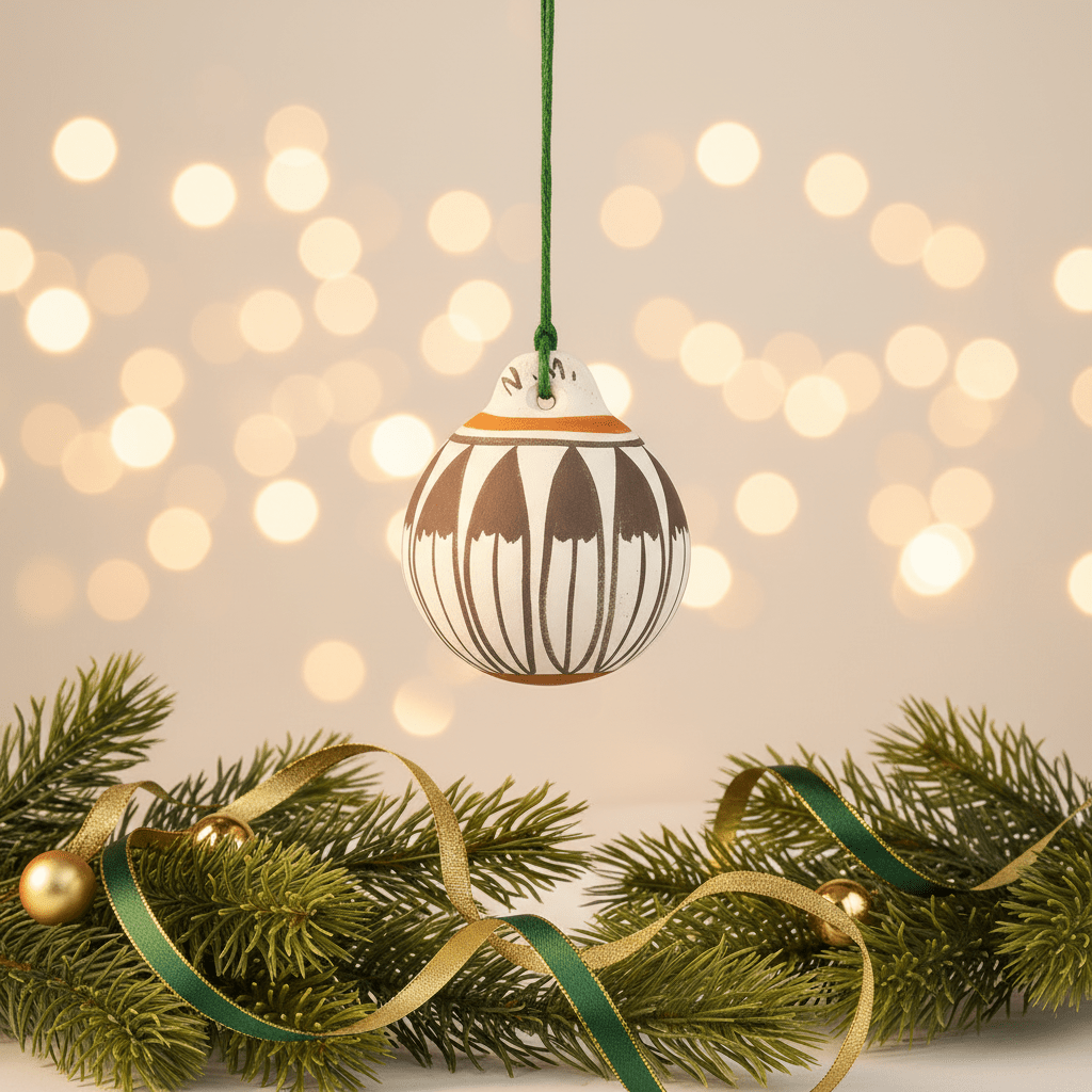 Vintage Ethel Shields Ornament of Pottery Feathers - Turquoise & Tufa