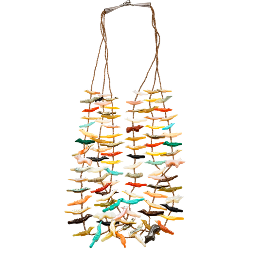 Vintage Fetish Necklace by Lavina Tsikewa of Zuni Pueblo - Turquoise & Tufa