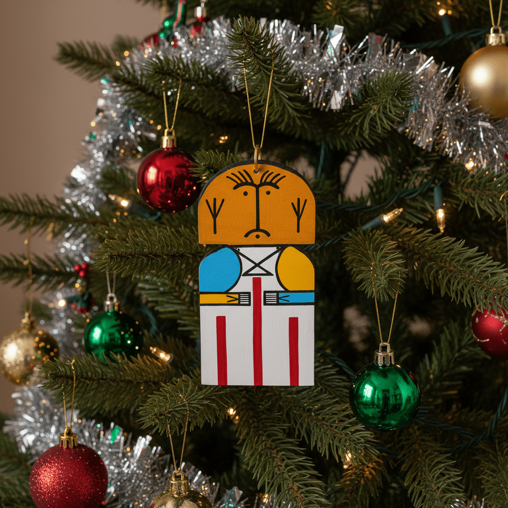 Vintage Flat Hopi Katsina Ornament by V. Myron - Turquoise & Tufa