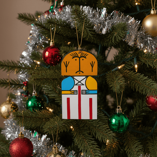 Vintage Flat Hopi Katsina Ornament by V. Myron - Turquoise & Tufa