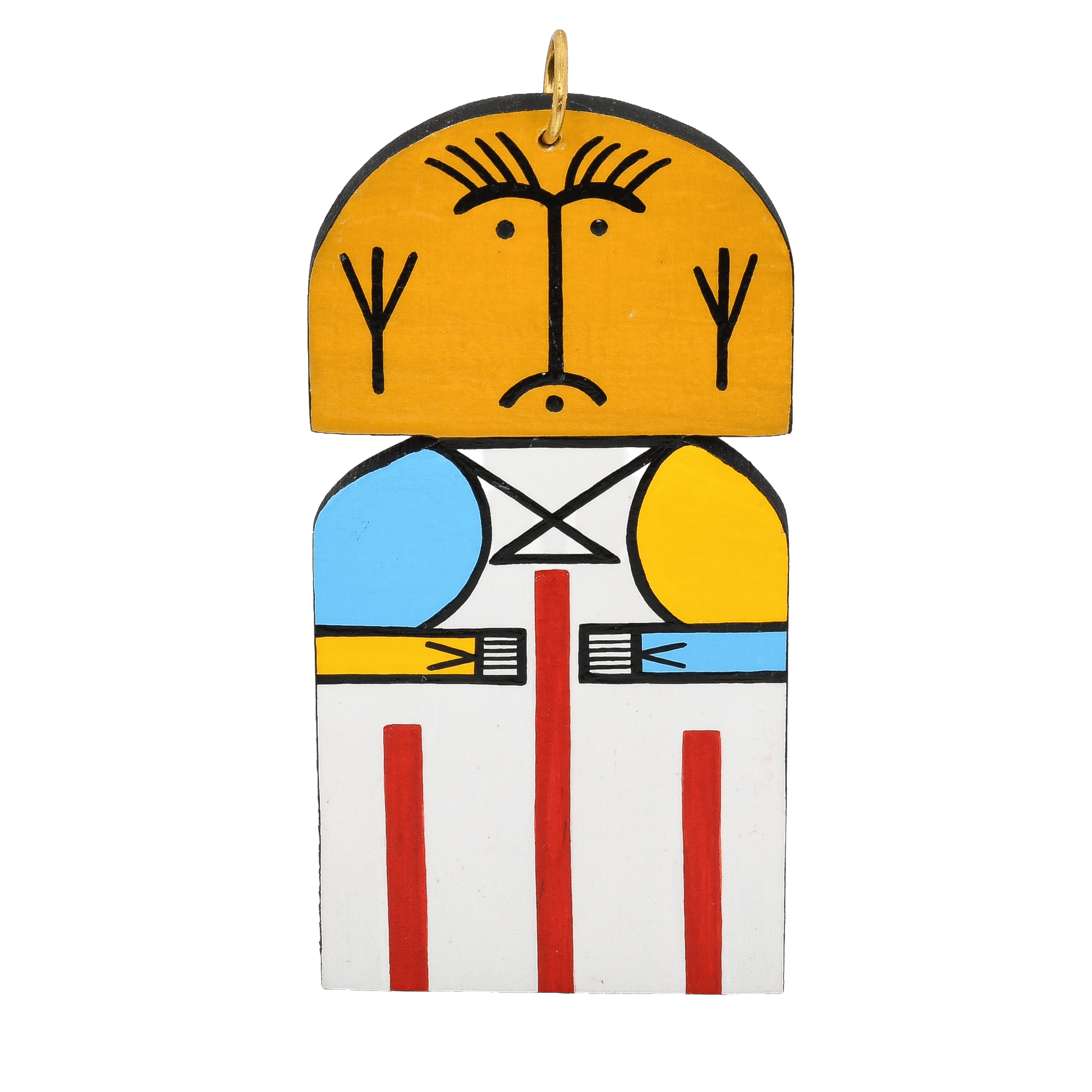 Vintage Flat Hopi Katsina Ornament by V. Myron - Turquoise & Tufa