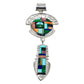 Vintage Frank Yellowhorse Inlay Pendant Of Sunface and Feather - Turquoise & Tufa