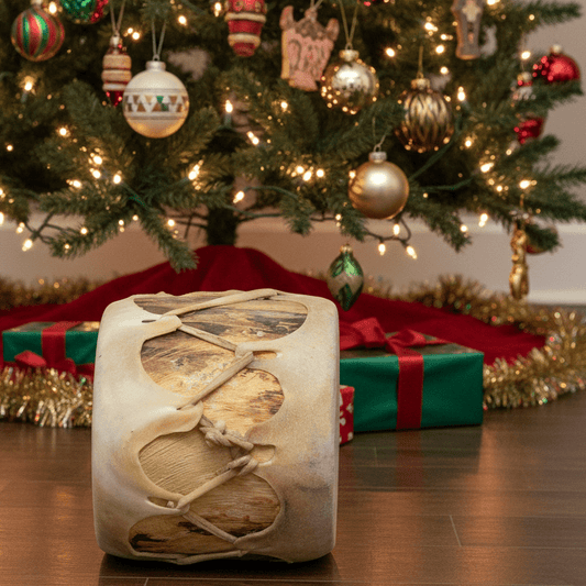 Vintage Handmade Taos Drum By Red Willow - Turquoise & Tufa