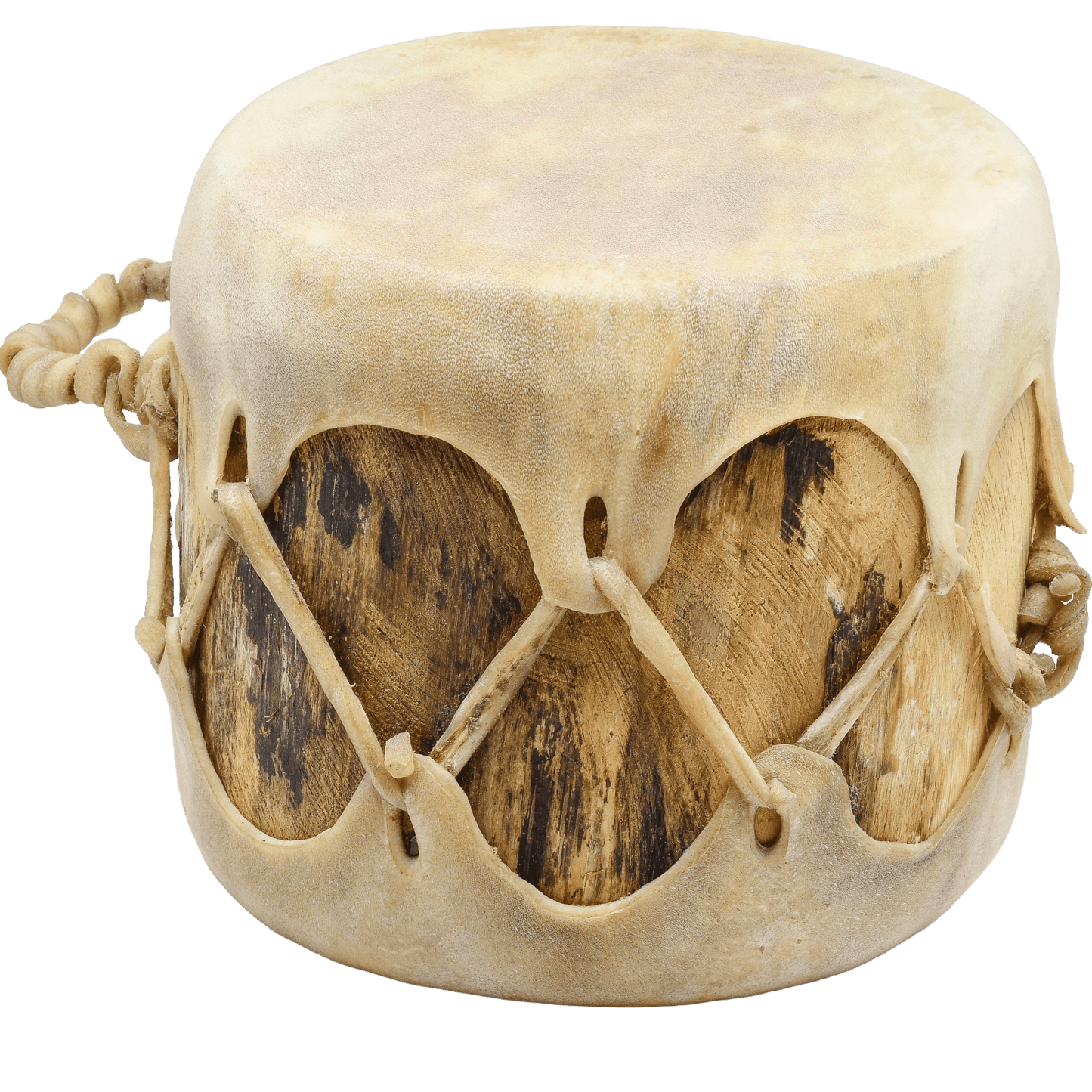 Vintage Handmade Taos Drum By Red Willow - Turquoise & Tufa