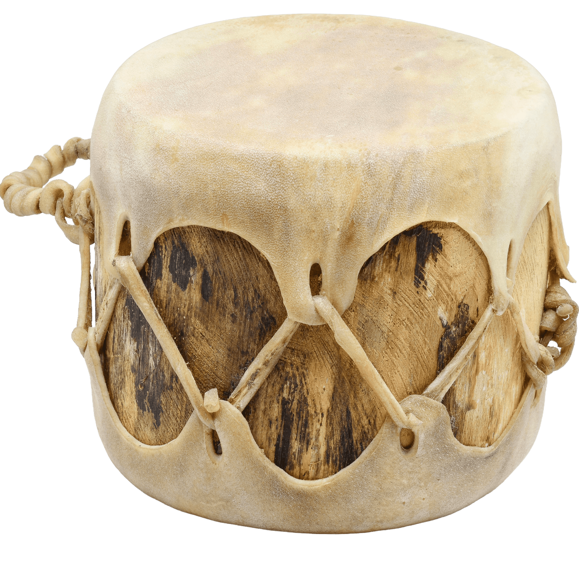 Vintage Handmade Taos Drum By Red Willow - Turquoise & Tufa