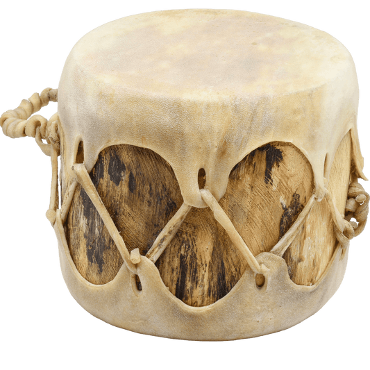 Vintage Handmade Taos Drum By Red Willow - Turquoise & Tufa