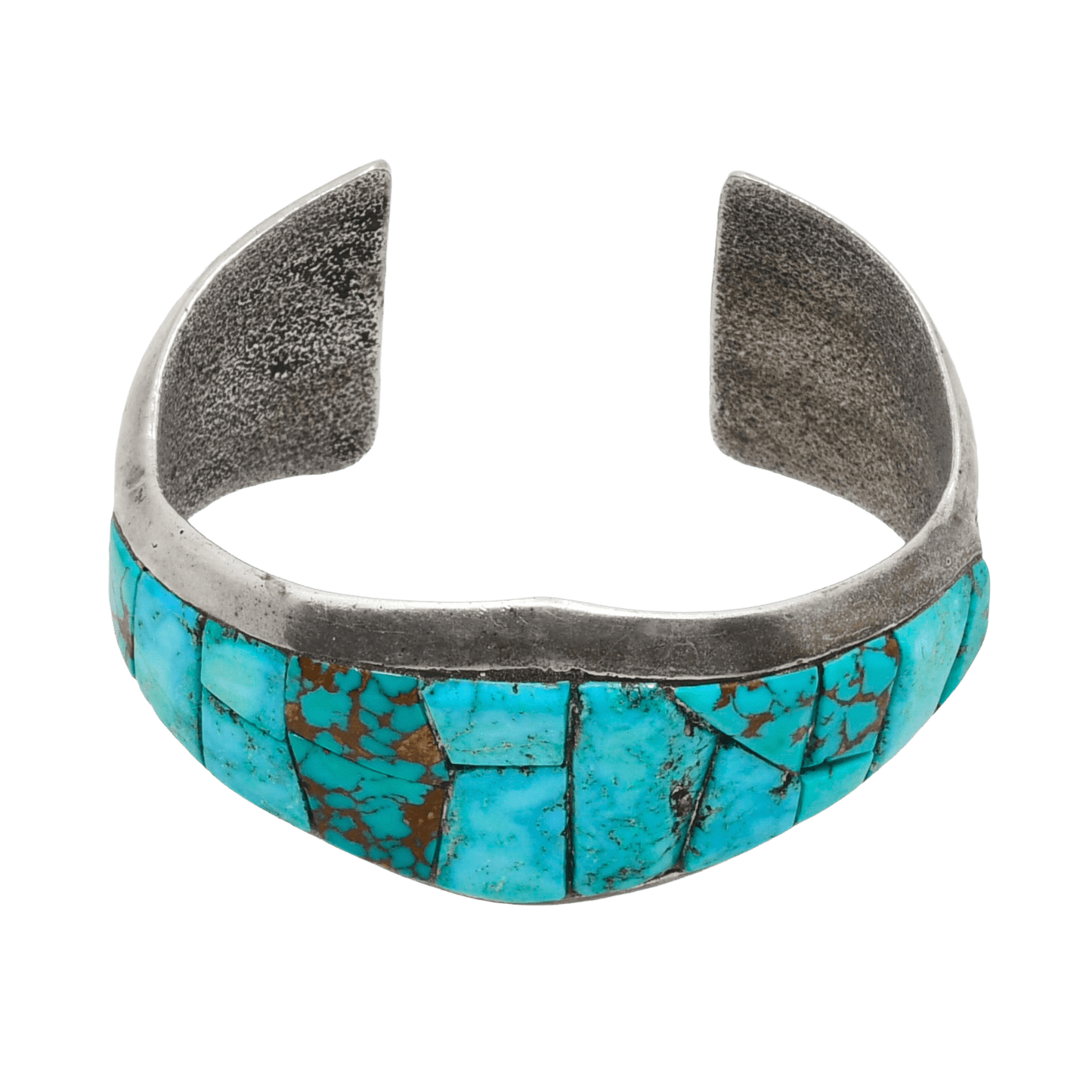 Vintage Harold Lovato Bracelet of Cobblestone Inlay Turquoise - Turquoise & Tufa