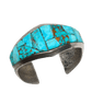 Vintage Harold Lovato Bracelet of Cobblestone Inlay Turquoise - Turquoise & Tufa