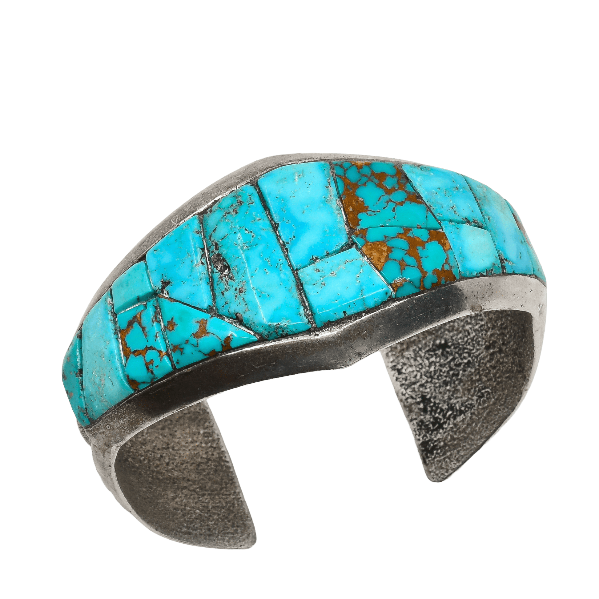 Vintage Harold Lovato Bracelet of Cobblestone Inlay Turquoise - Turquoise & Tufa
