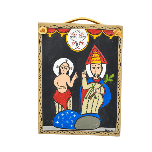 Vintage Holy Trinity Retablo by Adam Romero - Turquoise & Tufa