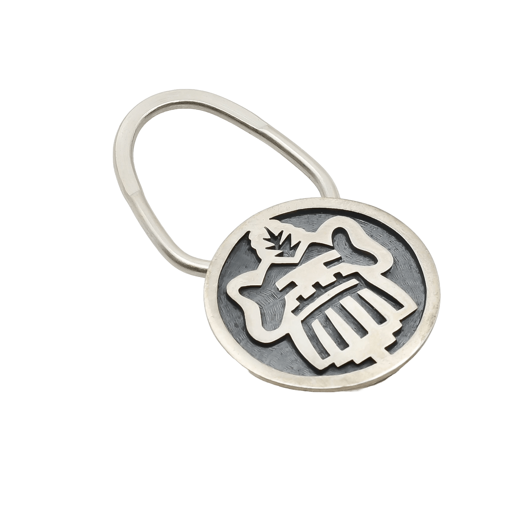 Vintage Hopi Overlay Katsina Keychain by Mark Tawahongva – Turquoise & Tufa