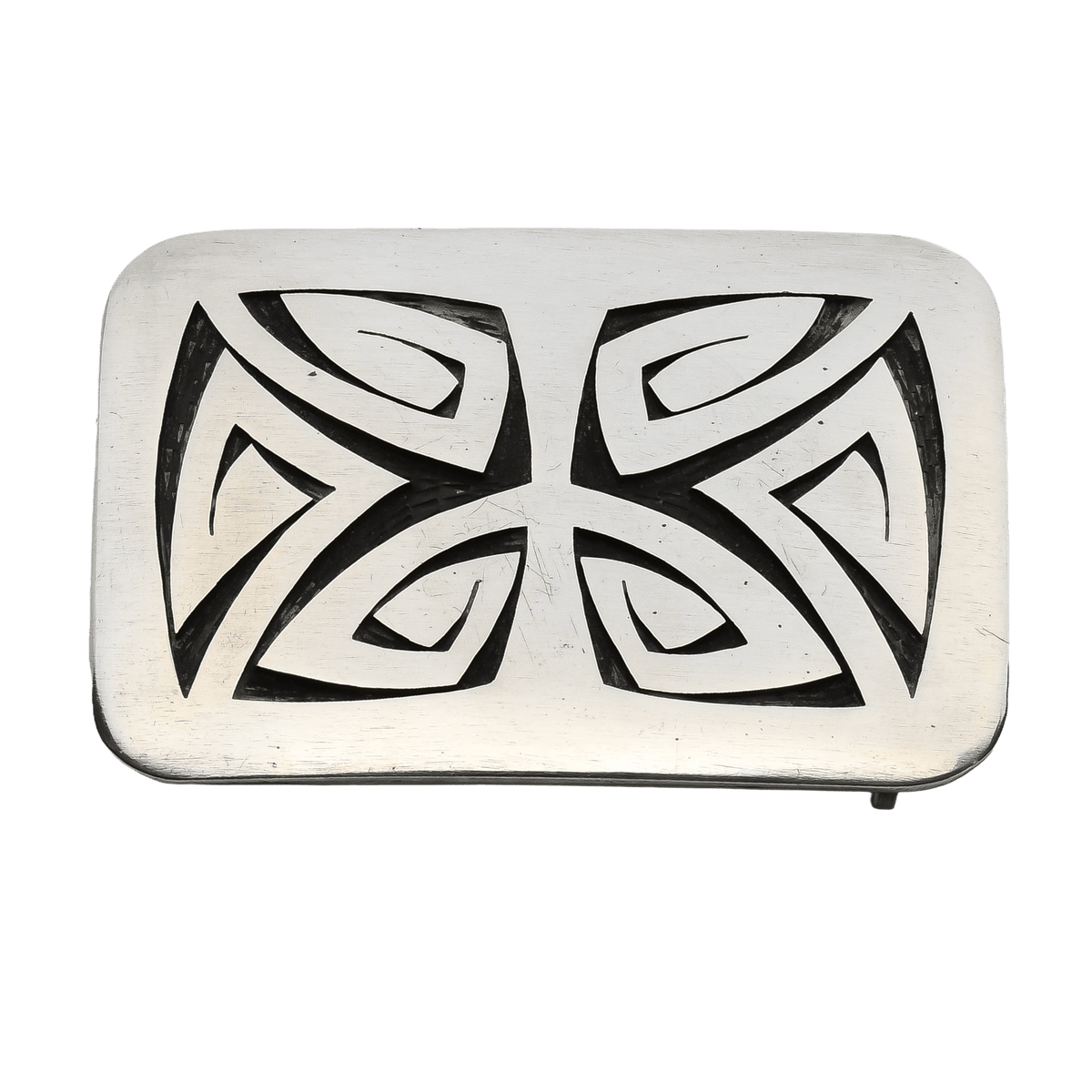 Vintage Hopi Silver Overlay Buckle by Robert Lomadapki - Turquoise & Tufa