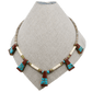 Vintage Kewa Mosaic Inlay Tab Necklace - Turquoise & Tufa