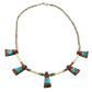 Vintage Kewa Mosaic Inlay Tab Necklace - Turquoise & Tufa