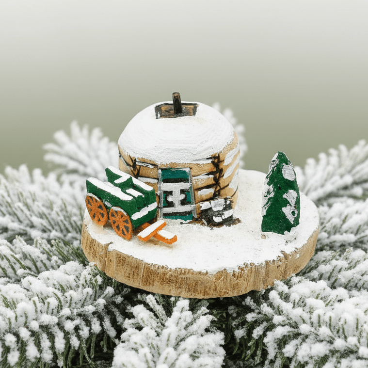 Vintage Leo Benally Winter Hogan Scene - Turquoise & Tufa