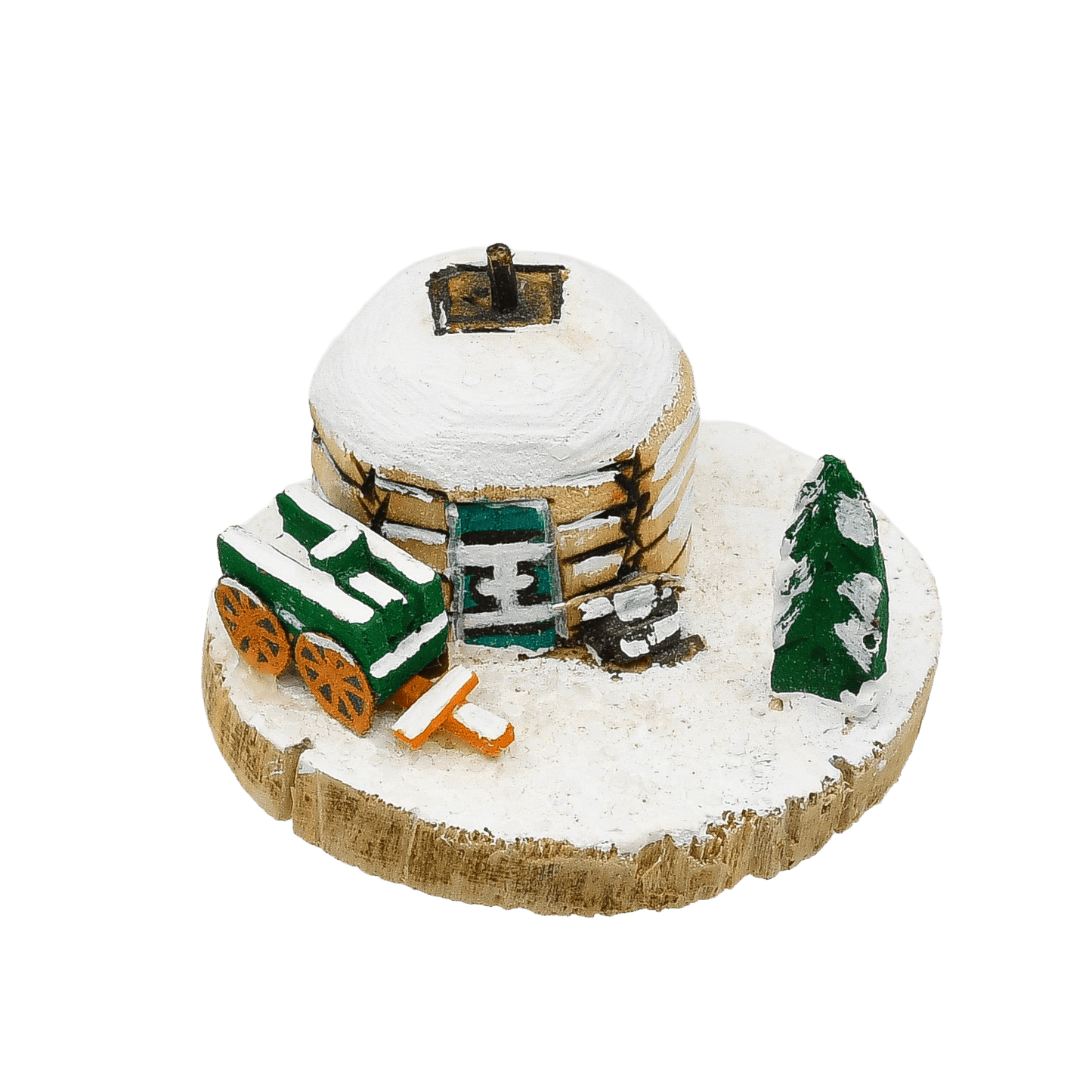 Vintage Leo Benally Winter Hogan Scene - Turquoise & Tufa