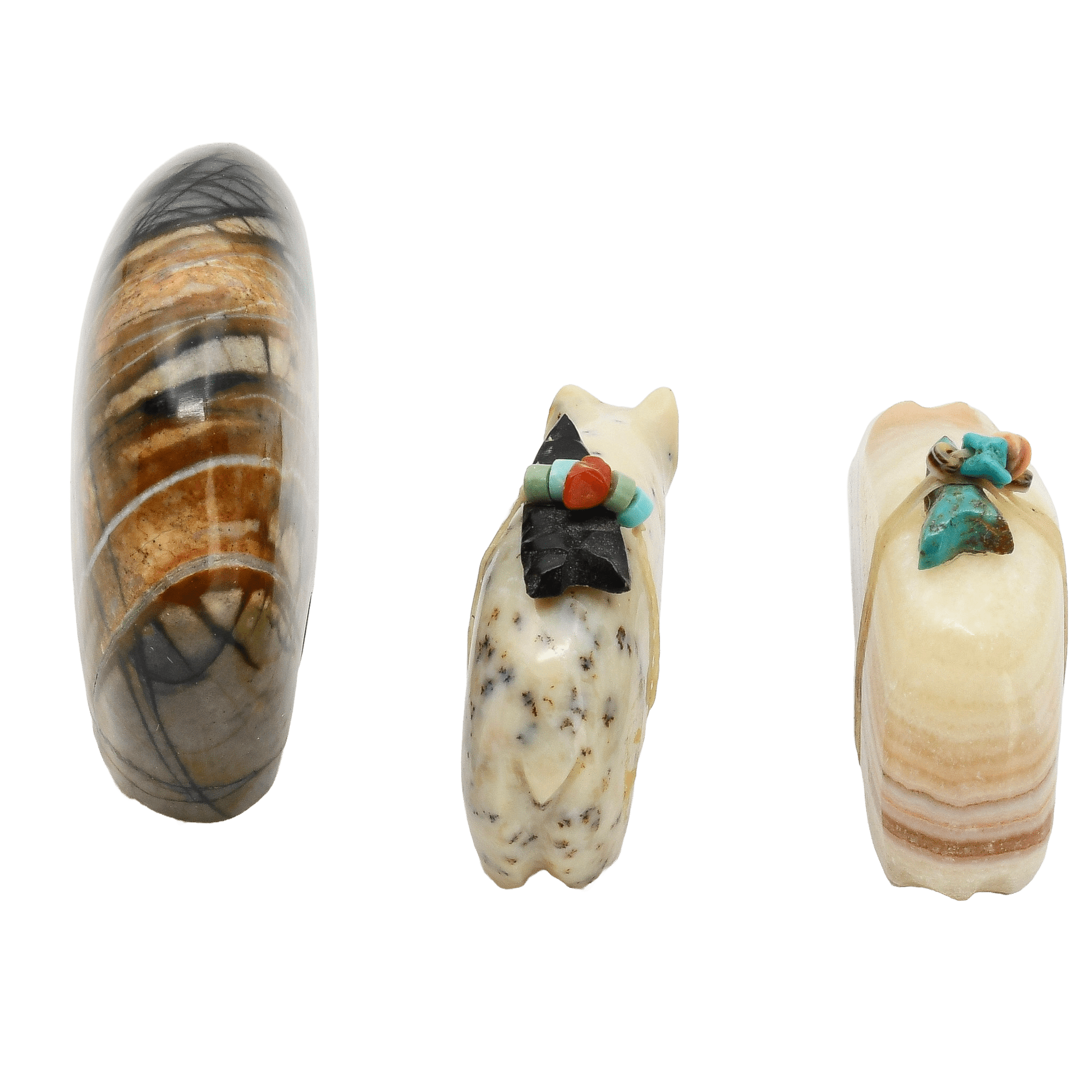 Vintage Medicine Bear Fetish Trio - Turquoise & Tufa