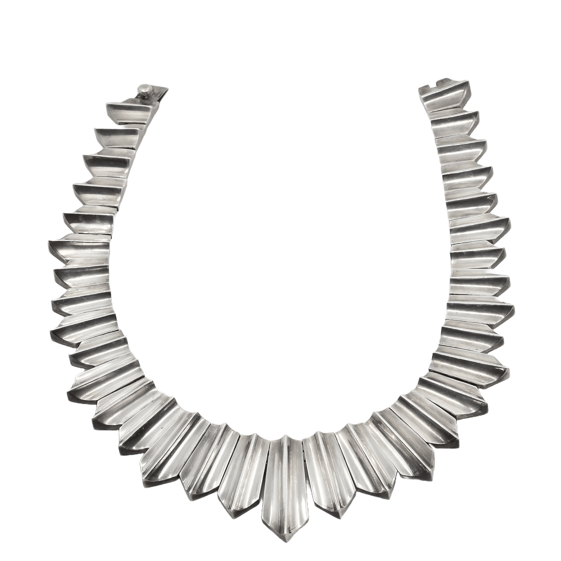 Vintage Mexican Silver Antonio Piñeda Pointed Collar Necklace - Turquoise & Tufa