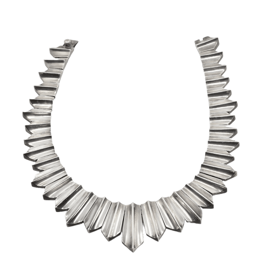 Vintage Mexican Silver Antonio Piñeda Pointed Collar Necklace - Turquoise & Tufa