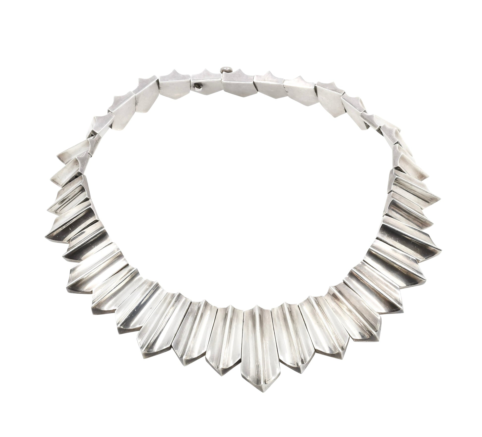 Vintage Mexican Silver Antonio Piñeda Pointed Collar Necklace - Turquoise & Tufa