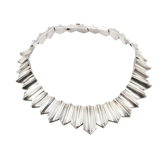 Vintage Mexican Silver Antonio Piñeda Pointed Collar Necklace - Turquoise & Tufa
