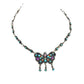 Vintage Mexican Silver Butterfly Necklace With Turquoise Coral Amethyst - Turquoise & Tufa