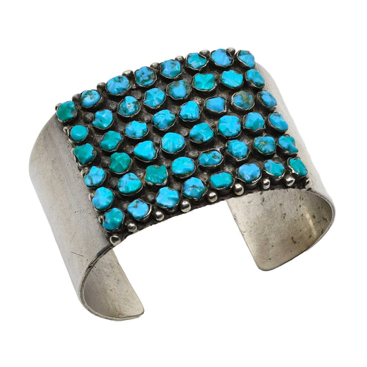 Vintage Mid Century Zuni Turquoise Bracelet - Turquoise & Tufa