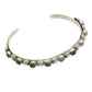 Vintage Narrow Row Bracelet With Green Turquoise and Silver Beads - Turquoise & Tufa